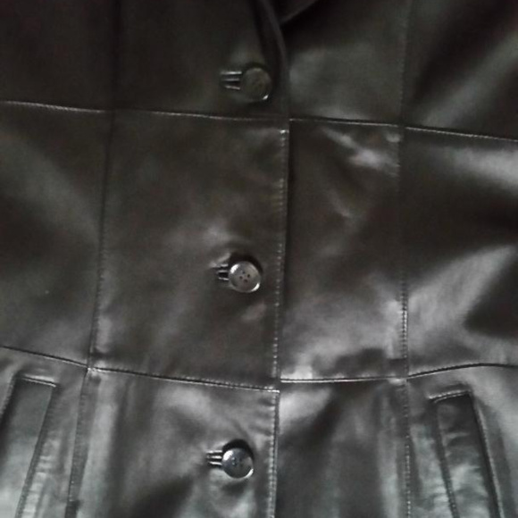 Wilsons Black Leather Trench Coat - Picture 6 of 7